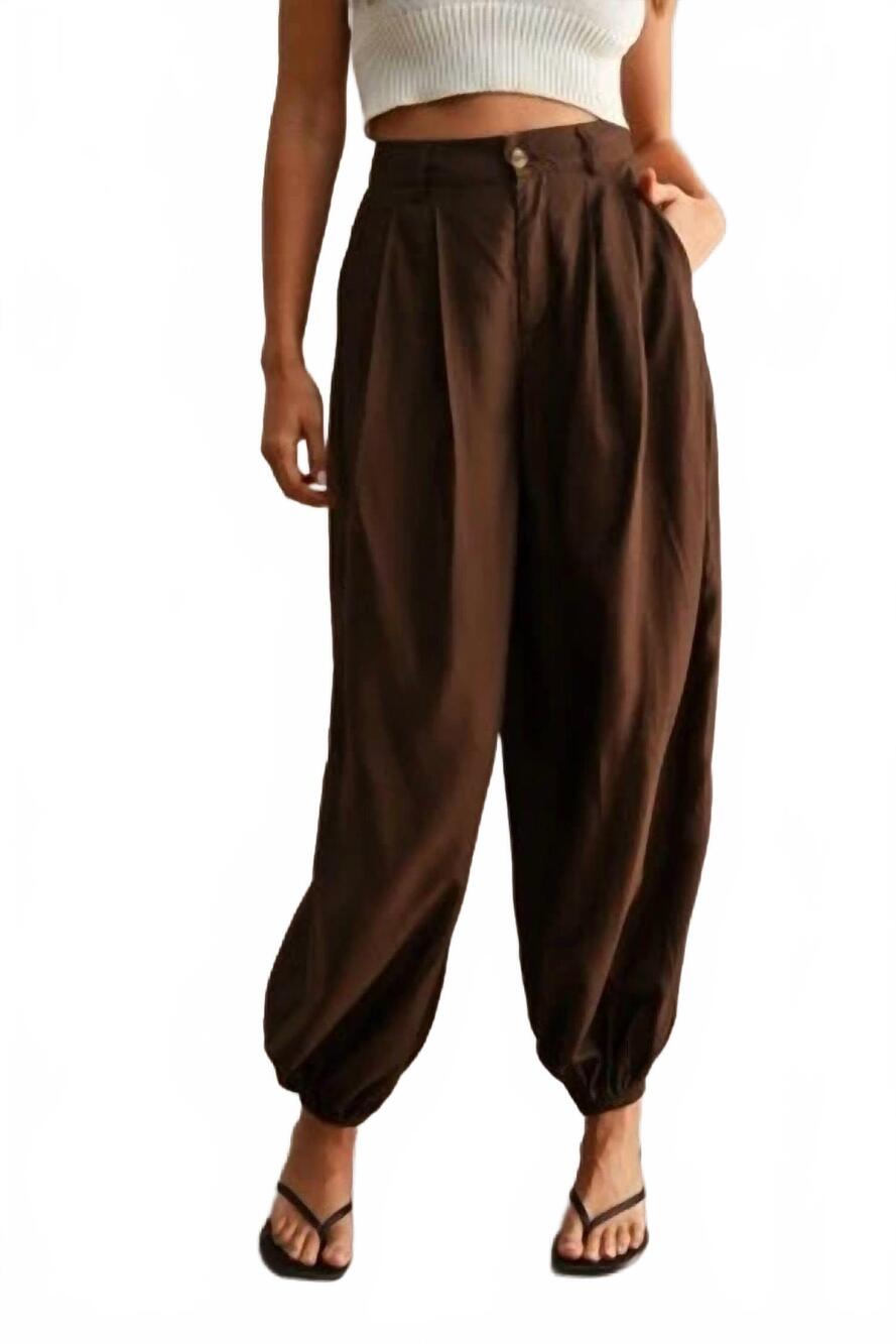 NEW FAYE ELLEN piper pintuck balloon pants in brown